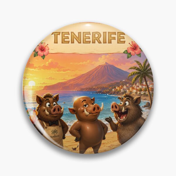 Item preview, Three Wild Boar Friends at Sunset — Tenerife Canary Islands designed and sold by CanaryVibesArt.