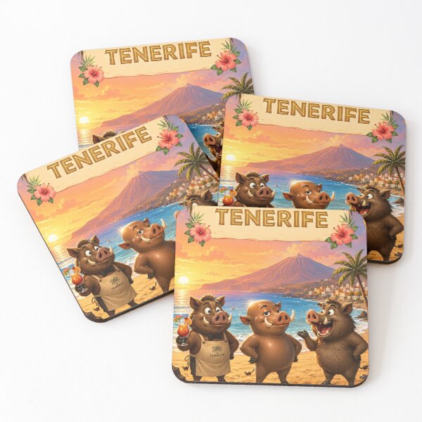 Item preview, Three Wild Boar Friends at Sunset — Tenerife Canary Islands designed and sold by CanaryVibesArt.