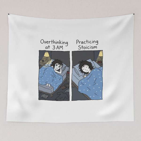 Item preview, Overthinking vs Practicing Stoicism Doomer Girl Meme Sticker designed and sold by ctbrtn.