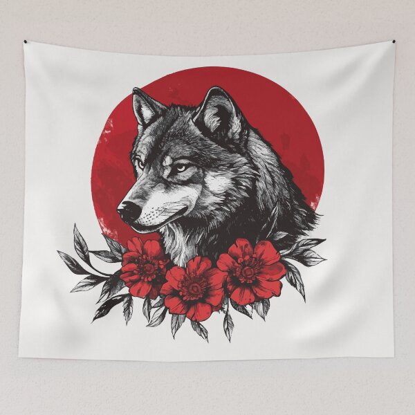 Item preview, Wolf in Bloom: Crimson Circle designed and sold by AbderraimArt.