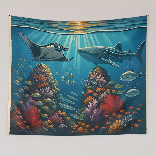 Item preview, Ocean Soul – Retro Tropical Sunset Illustration designed and sold by Spirit of Siam.