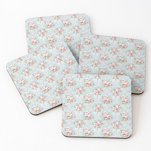 Item preview, Vintage Pink Roses and Blue Background Pattern designed and sold by LouieVanille.