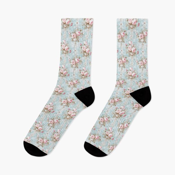Item preview, Vintage Pink Roses and Blue Background Pattern designed and sold by LouieVanille.