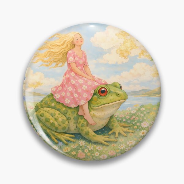 Item preview, Whimsical Girl Riding a Giant Frog designed and sold by M-Y-A-R-T-.