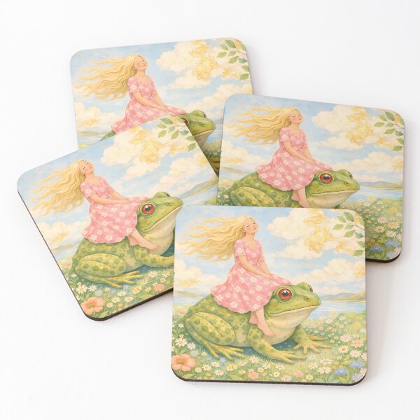 Item preview, Whimsical Girl Riding a Giant Frog designed and sold by M-Y-A-R-T-.