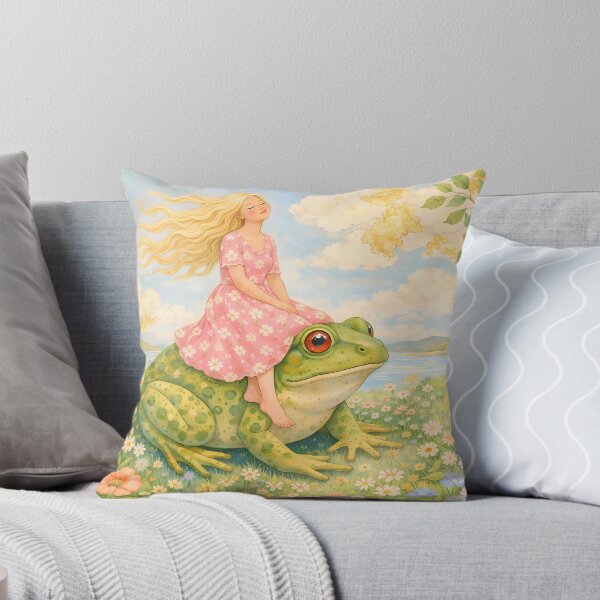 Item preview, Whimsical Girl Riding a Giant Frog designed and sold by M-Y-A-R-T-.