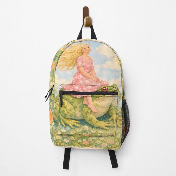 Item preview, Whimsical Girl Riding a Giant Frog designed and sold by M-Y-A-R-T-.