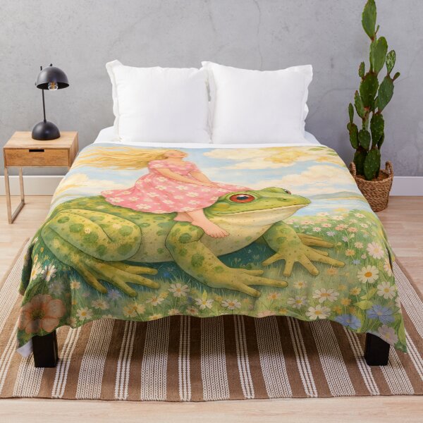 Item preview, Whimsical Girl Riding a Giant Frog designed and sold by M-Y-A-R-T-.