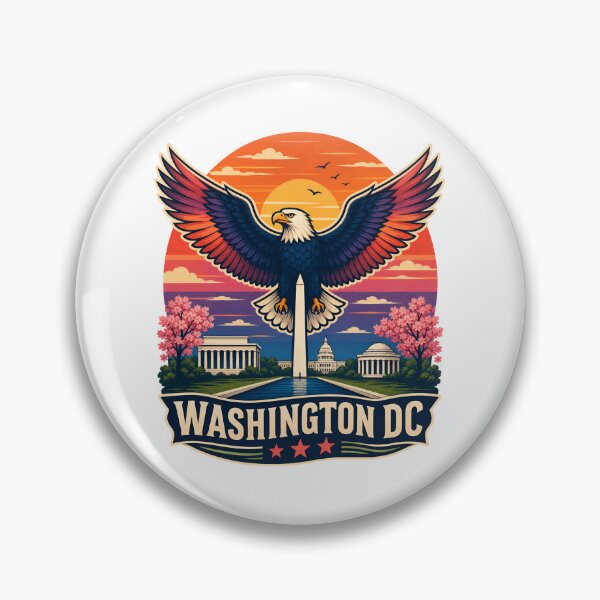 Item preview, Washington DC Eagle Sunset – Capital Skyline Badge designed and sold by Fenay Designs.