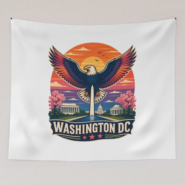 Item preview, Washington DC Eagle Sunset – Capital Skyline Badge designed and sold by Fenay Designs.
