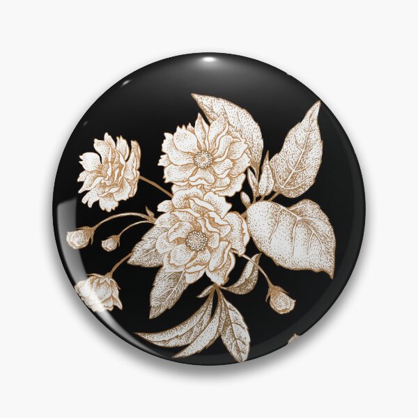 Item preview, Elegant Noir Botanica — Black Background with White & Gold Floral Seamless Pattern designed and sold by SugarCore.