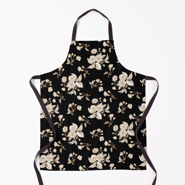 Item preview, Elegant Noir Botanica — Black Background with White & Gold Floral Seamless Pattern designed and sold by SugarCore.