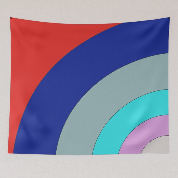 Item preview, Bold Red and Royal Blue Arches | Eclectic Geometric Throw Pillow designed and sold by Peaceful Lotus Home Design.