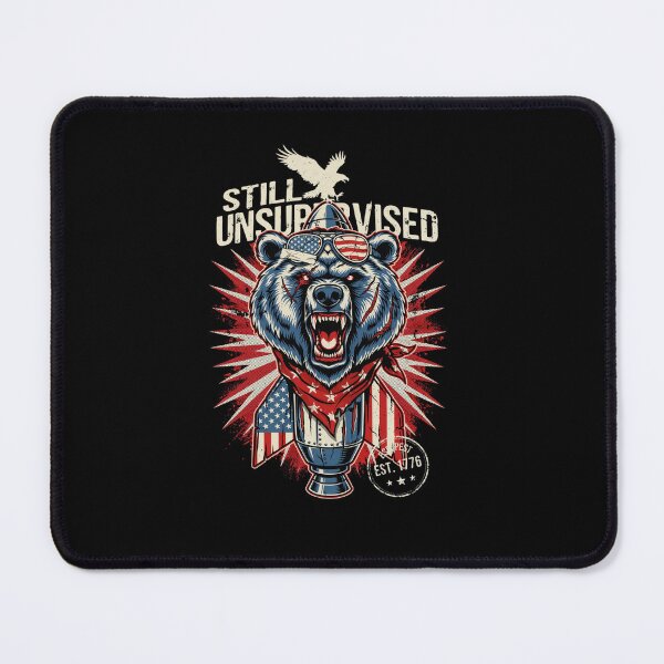 Item preview, Still Unsupervised Roaring Grizzly Bear Missile Patriotic Tee v2 designed and sold by DarylWelsh2024.