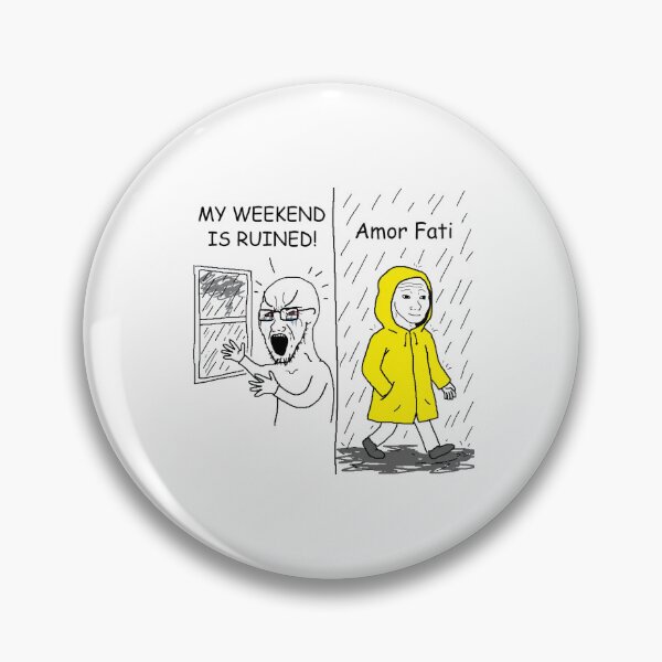 Item preview, Rain Amor Fati Soyjak vs Wojak Meme Sticker designed and sold by ctbrtn.