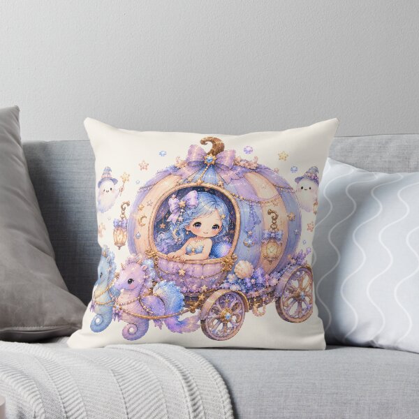 Item preview, Enchanted Mermaid Pumpkin Carriage | Cute Pastel Halloween Fantasy Art designed and sold by looplandger.