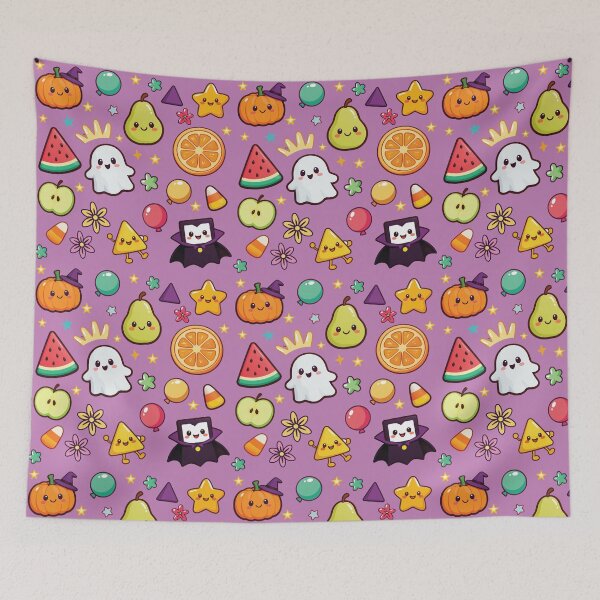 Item preview, Cute Kawaii Halloween Floating Pattern | Ghost, Pumpkin, Candy Corn & Preschool Spooky Friends designed and sold by Wintorque.