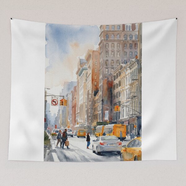 Item preview, New York City Street Watercolor Painting designed and sold by caracatita75.