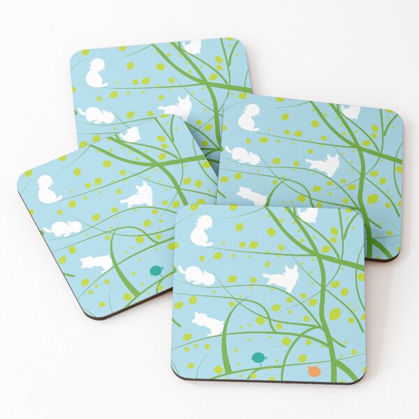 Item preview, White Cats Playing in Green Branches designed and sold by aimicat.
