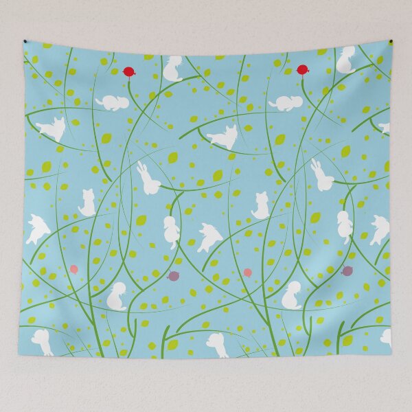 Item preview, White Cats Playing in Green Branches designed and sold by aimicat.