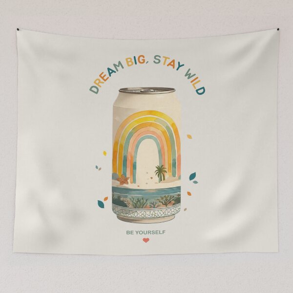 Item preview, Dream Big Stay Wild Be Yourself | Retro Soda Can Rainbow | Boho Positive Quote Aesthetic designed and sold by MonNoir.