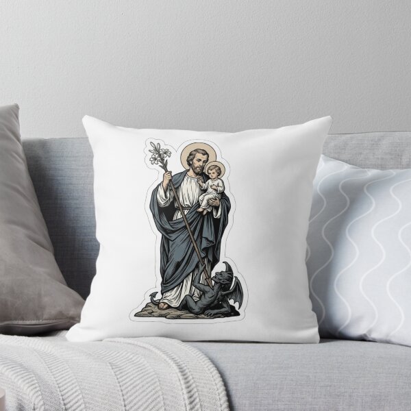 Item preview, St Joseph Terror of Demons Child Jesus Catholic Woodcut designed and sold by raedattia.