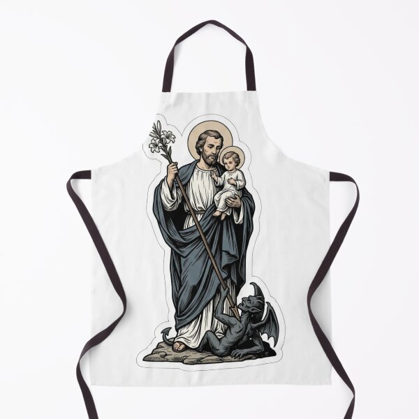 Item preview, St Joseph Terror of Demons Child Jesus Catholic Woodcut designed and sold by raedattia.