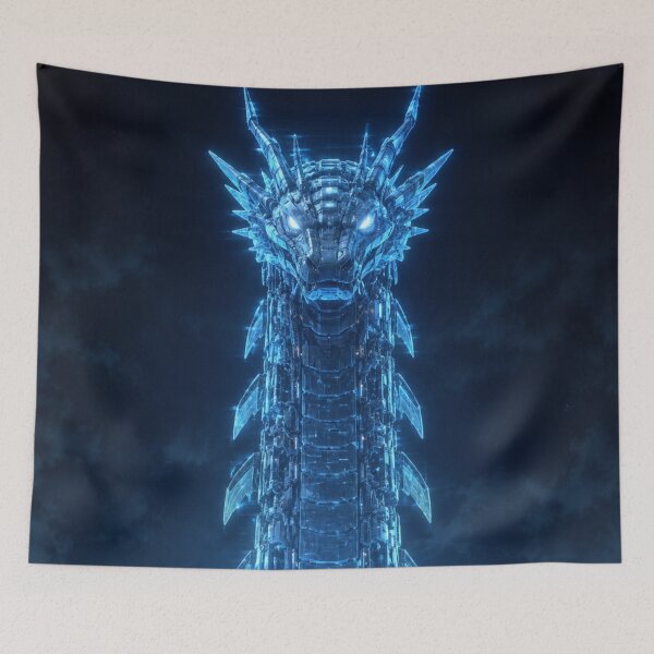 Item preview, Gigantic Holographic Machine Sea Serpent | Original Cyberpunk Mecha Ocean Art designed and sold by Sticleg.