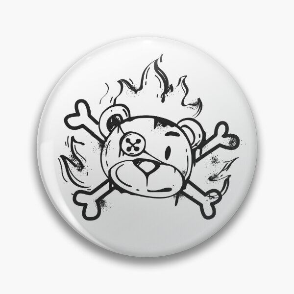 Item preview, Burning Teddy Bear Skull and Crossbones Doodle designed and sold by ndesigne.