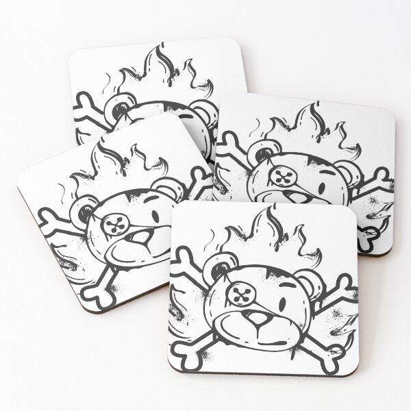 Item preview, Burning Teddy Bear Skull and Crossbones Doodle designed and sold by ndesigne.