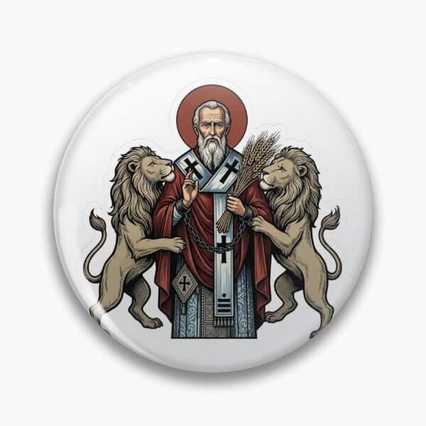 Item preview, St Ignatius of Antioch Wheat Lions Catholic Woodcut designed and sold by raedattia.