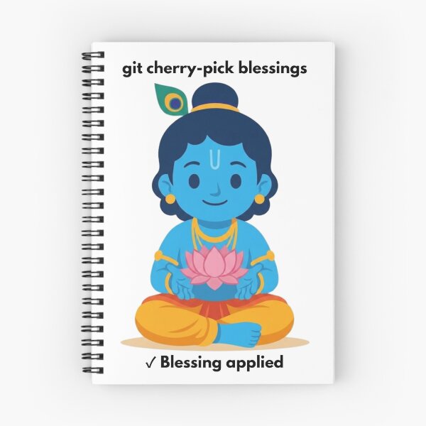 Aperçu de l'œuvre Bénédictions du cherry-picking Git | Sticker Développeur Git | Humour Tech créée et vendue par BhaktiByte.