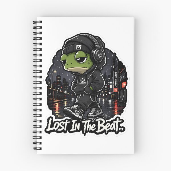 Item preview, Lost In The Beat Frog – Rainy City Streetwear Cartoon Mascot Sticker designed and sold by Aesthicer.