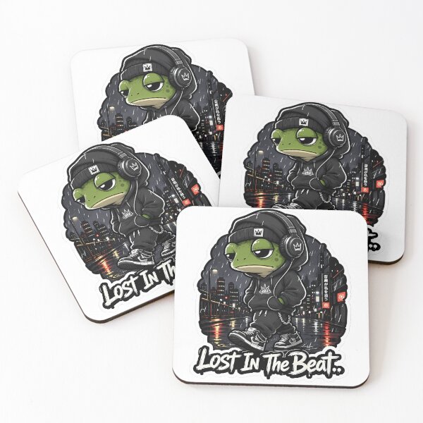 Artikelvorschau, Lost In The Beat Frog – Rainy City Streetwear Cartoon Maskottchen-Aufkleber entworfen und verkauft von Aesthicer.