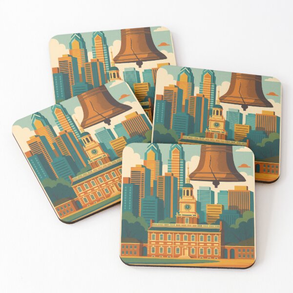 Item preview, Retro Pop Art Poster Illustration of Philadelphia | Bold Historic City Print with Liberty Bell, Independence Hall & Philadelphia Skyline | Vintage American Travel Wall Art Decor designed and sold by PaintedPixels01.