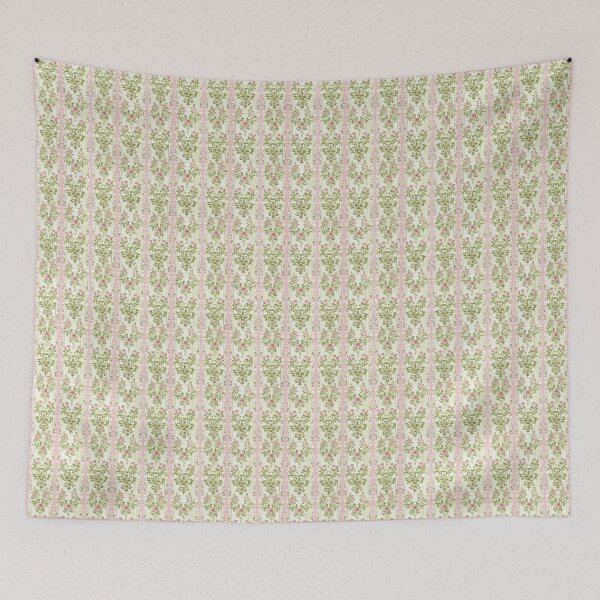 Item preview, Shabby Chic Pink and Green Striped Floral Pattern designed and sold by LouieVanille.