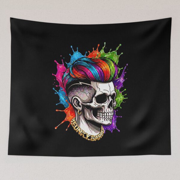 Item preview, Colorful Funky Barber Skull Graffiti Paint Splatter Design designed and sold by Barber MD Culture.