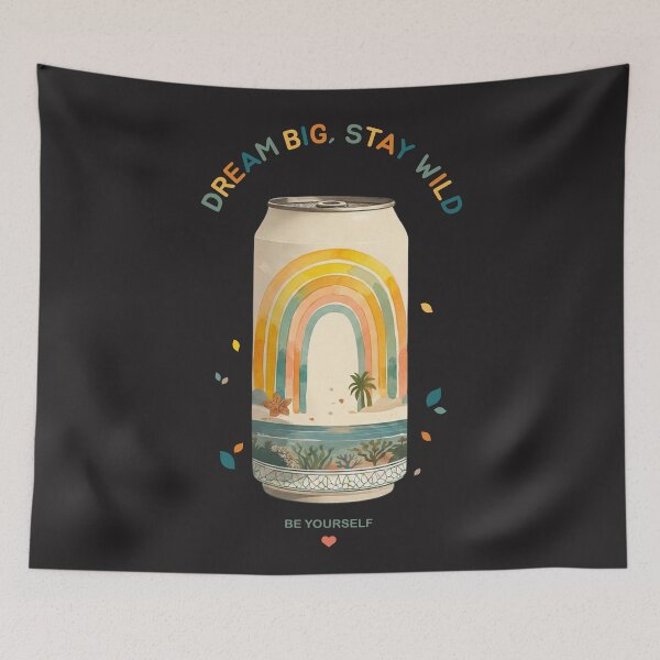 Item preview, Dream Big Stay Wild Be Yourself | Retro Soda Can Rainbow | Boho Positive Quote  designed and sold by MonNoir.