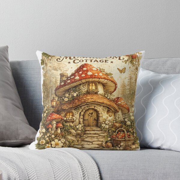 Item preview, Mushroom House | Whimsical Cottagecore Typography Design designed and sold by VasiArtLab.