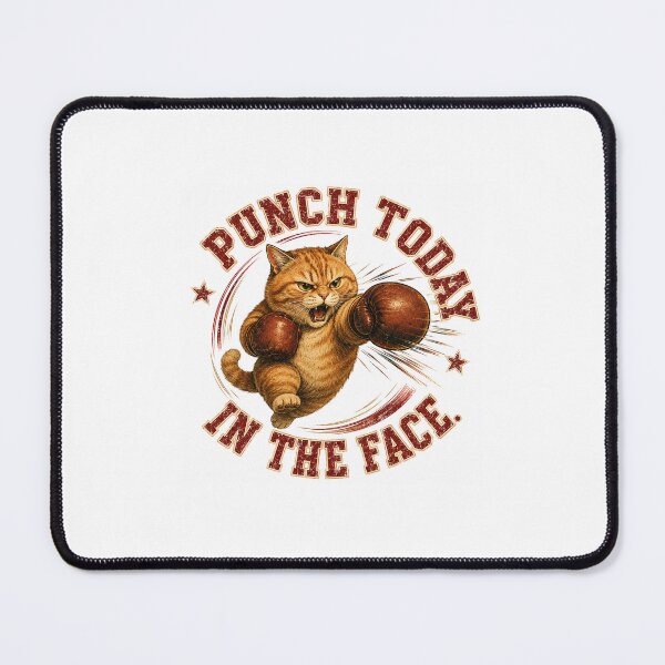 Item preview, Punch Today In The Face Funny Single Sticker - Retro Boxing Cat Gym Motivation Decal designed and sold by SlapHappyArt.
