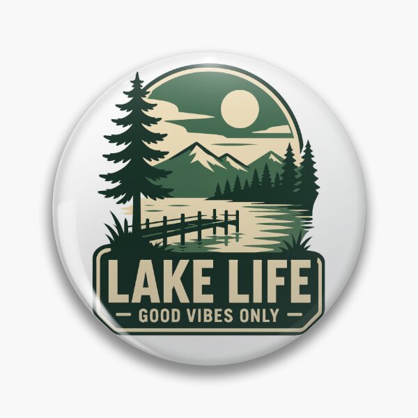 Item preview, Lake Life Good Vibes Only Retro Nature Adventure with Pine Trees, Mountain Lake Scenery and Peaceful Outdoor Escape designed and sold by Huddy-clothes.