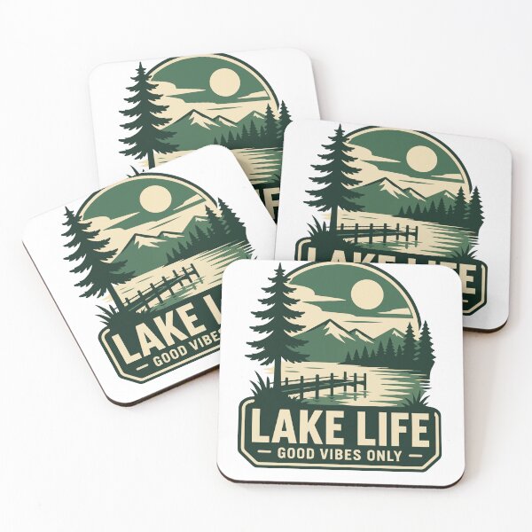 Item preview, Lake Life Good Vibes Only Retro Nature Adventure with Pine Trees, Mountain Lake Scenery and Peaceful Outdoor Escape designed and sold by Huddy-clothes.