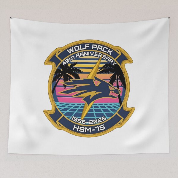 Item preview, US Navy HSM-75 Wolf Pack 40th Anniversary Patch designed and sold by CharlieDesings.