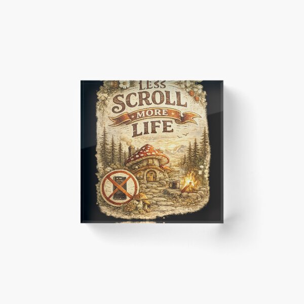 Item preview, Less Scroll More Life | Digital Detox Typography Design designed and sold by VasiArtLab.