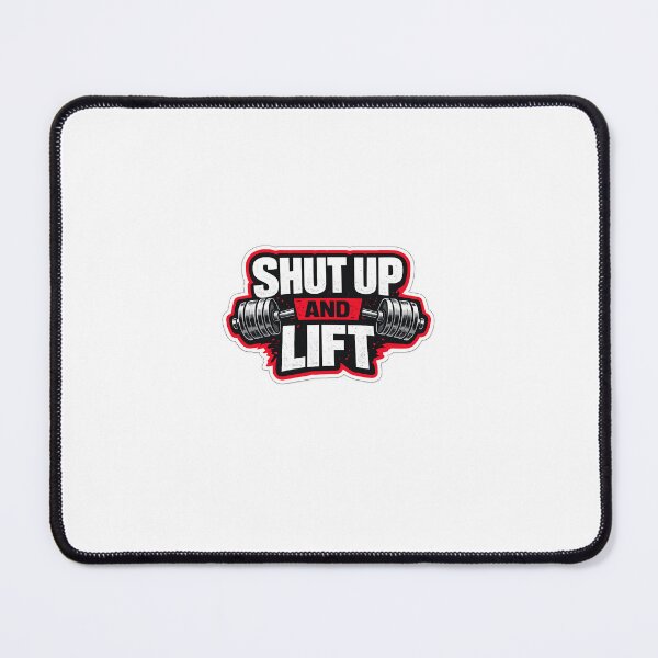 Item preview, Shut Up and Lift Bold Gym Typography Sticker | Barbell Workout Quote | Transparent PNG for T-Shirt Print designed and sold by LarkLeaf.