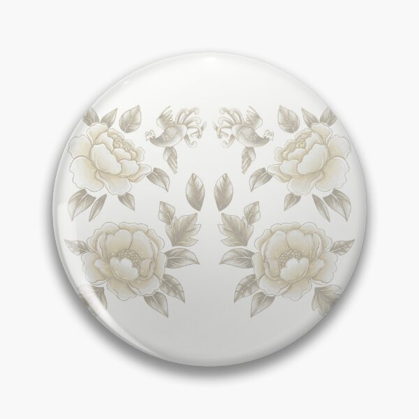 Item preview, Korean Traditional Ivory Hwarot Floral Bird Gouache Pattern designed and sold by Yiruda-Art.