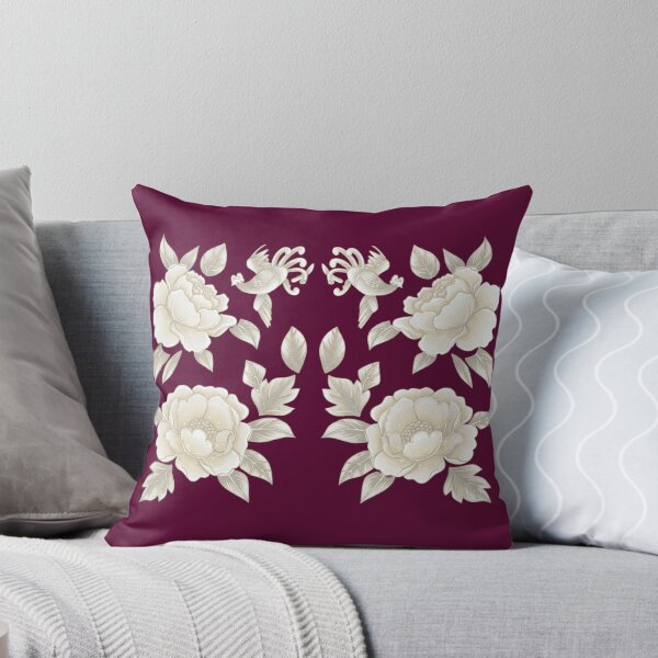 Item preview, Korean Traditional Ivory Hwarot Floral Bird Gouache Pattern designed and sold by Yiruda-Art.