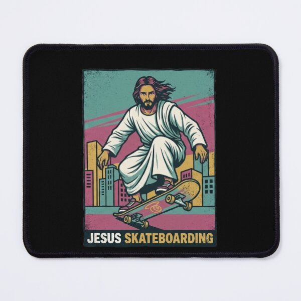 Item preview, Skateboarding - Funny Christian Skateboarding Humor Sarcastic Jesus Skating Longboard designed and sold by Sloyar.