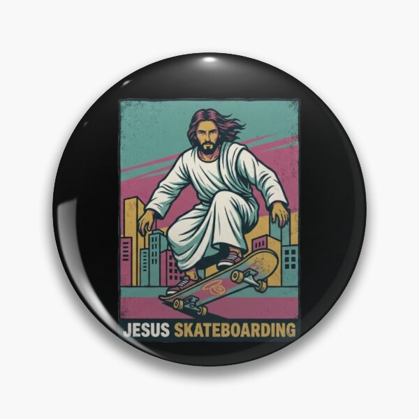 Item preview, Skateboarding - Funny Christian Skateboarding Humor Sarcastic Jesus Skating Longboard designed and sold by Sloyar.