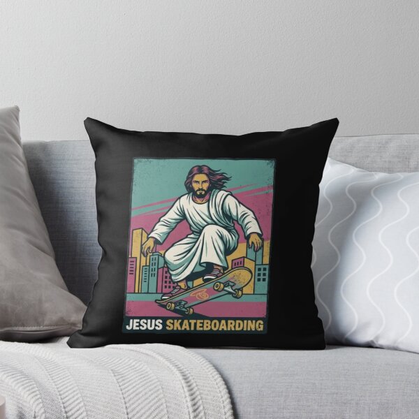 Item preview, Skateboarding - Funny Christian Skateboarding Humor Sarcastic Jesus Skating Longboard designed and sold by Sloyar.